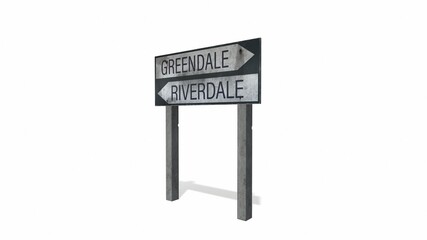 Fototapeta premium old wooden road sign isolated on white 3d-illustration 3d-rendering