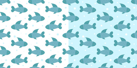Naklejka na ściany i meble Pattern with cute fish. Vector illustration.
