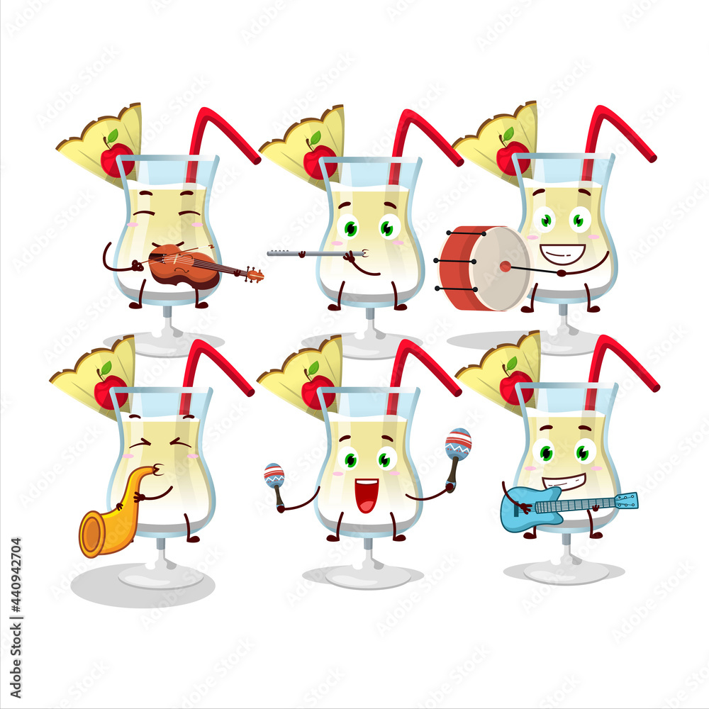 Sticker Cartoon character of pina colada playing some musical instruments