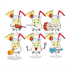 Cartoon character of pina colada playing some musical instruments