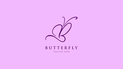 butterfly cute letter B feminine logo vector design for beauty brand