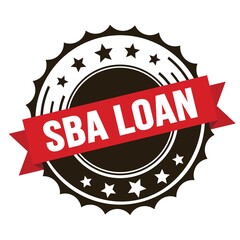Obraz premium SBA LOAN text on red brown ribbon stamp.