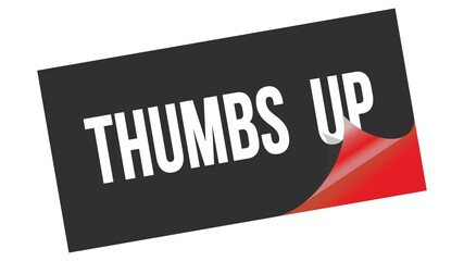 THUMBS  UP text on black red sticker stamp.