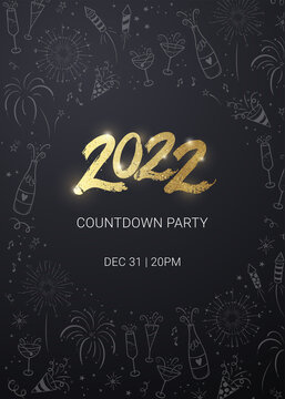 New Years template with gold and glitter font, shiny design, great for cards, banners, invitations, wallpapers, covers - vector design