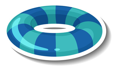 A sticker template with striped blue swimming ring