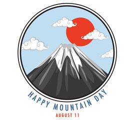 Happy Mountain Day in Japan on August 11 banner with Mount Fuji