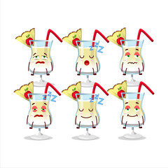 Cartoon character of pina colada with sleepy expression