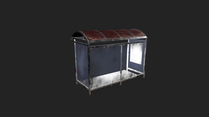 The old bloody bus stop. Witches. Death. Horror. 3d-illustration 3d-rendering