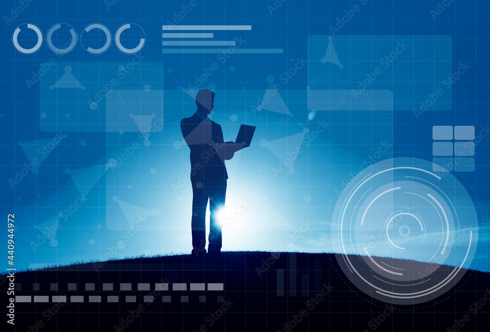 Wall mural technology connection online networking medias conpt