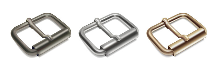 Set of acessories for bags. Buckle with a drum. 3d vector illustration