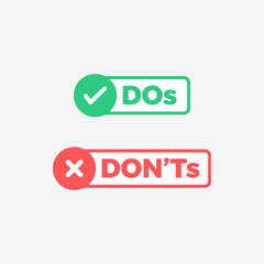 Dos And Don'ts Flat Vector Icon Set