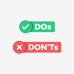 Dos And Don'ts Flat Vector Icon Set