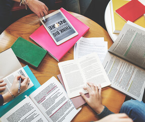 Students learning together in school