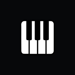 Piano icon vector white illustration isolated on Black background.