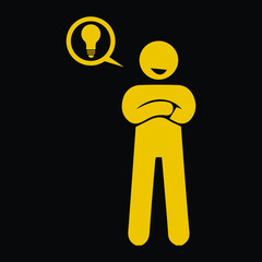 New innovative idea generate icon vector icon vector Yellow  illustration isolated on Black background.