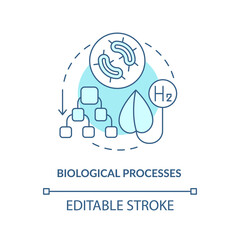 Biological processes for hydrogen concept icon. Bio fuel production abstract idea thin line illustration. Producing through biological reactions. Vector isolated outline color drawing. Editable stroke