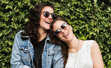 Lesbian couple in a park