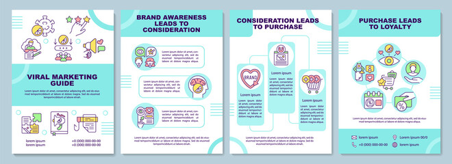 Viral marketing guide brochure template. Brand awareness. Flyer, booklet, leaflet print, cover design with linear icons. Vector layouts for presentation, annual reports, advertisement pages