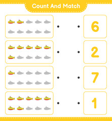 Count and match, count the number of Submarine and match with the right numbers. Educational children game, printable worksheet, vector illustration