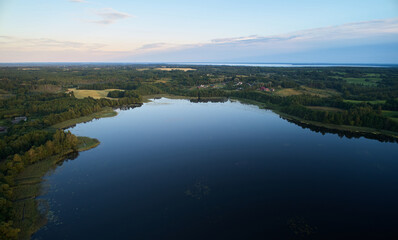Clean pond aerial view