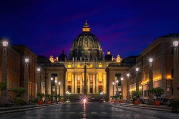 Deurstickers Nacht zomer uitzicht op Vaticaanstad en St. Peter& 39 s kerk, Rome, Italië © Leonardo