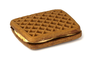 chocolate chip cookie sandwich isolated on white background.