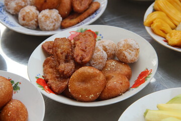 Thai fried snacks on merit day.