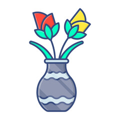 Fourth of July Painted Flower Vase Concept Vector Icon Design, US Independence Day Symbol, USA federal holiday Sign, Memorial or Patriot Day Stock illustration