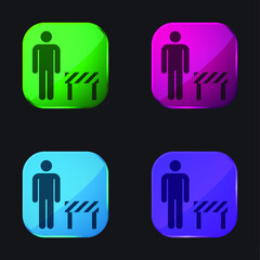 Barrier four color glass button icon