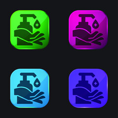 Fototapeta premium Alcohol four color glass button icon