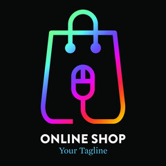 Shopping bag icon for online shop business, logo.