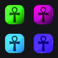 Ankh four color glass button icon