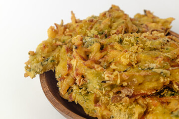 Fried vegetables on white background
