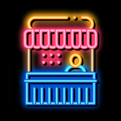 ice cream tray neon light sign vector. Glowing bright icon ice cream tray sign. transparent symbol illustration