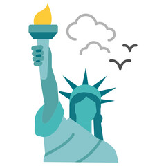 Statue of Liberty National Monument Concept, Famous Landmark Vector color Icon Design, American culture and traditions Symbol, United States Social Sign, US Arts and literature Stock illustration