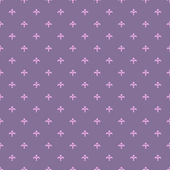 Fleur De Lis ancient french floral royal seamless pattern with pink ornament of fleur-de-lis elements on dark blue background. Vintage interior accessories or textile theme. Baroque pattern