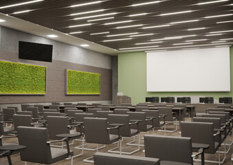 3d rendering of conference hall or lecture room interior design