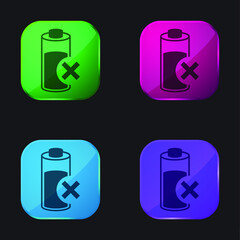 Battery four color glass button icon