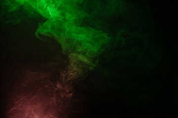 Green and pink steam on a black background.