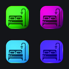 Bed four color glass button icon