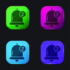 Bell four color glass button icon