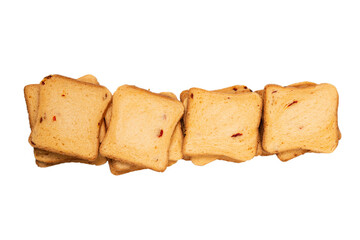 Delicious bread slices isolated on a white background.
