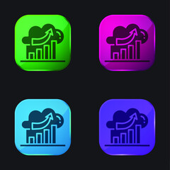 Analysis four color glass button icon
