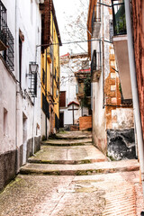 Fototapeta na wymiar Narrow streets and old facades in Alcaraz