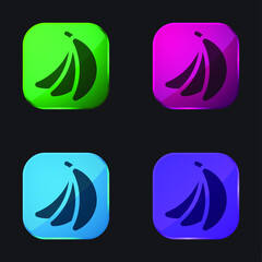 Banana four color glass button icon