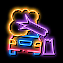 car crashed into tree neon light sign vector. Glowing bright icon car crashed into tree sign. transparent symbol illustration