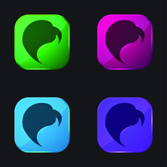 Black Hair four color glass button icon