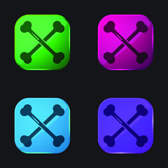 Bone four color glass button icon