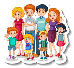 A sticker template with big family members cartoon character