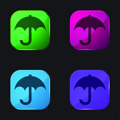 Black Umbrella For Rain four color glass button icon